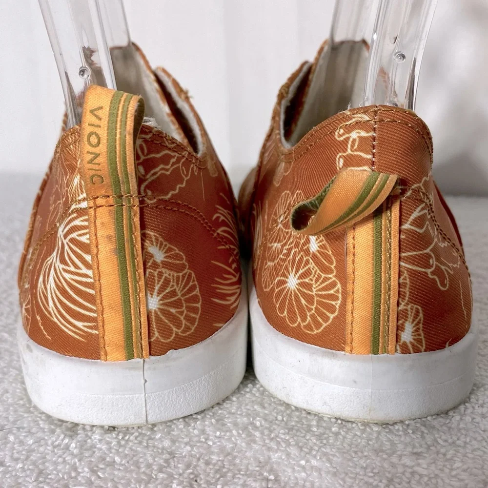 Vionic Beach Orange Pismo Starfish Coral Print Slip On Sneakers 8 - Picture 4 of 11